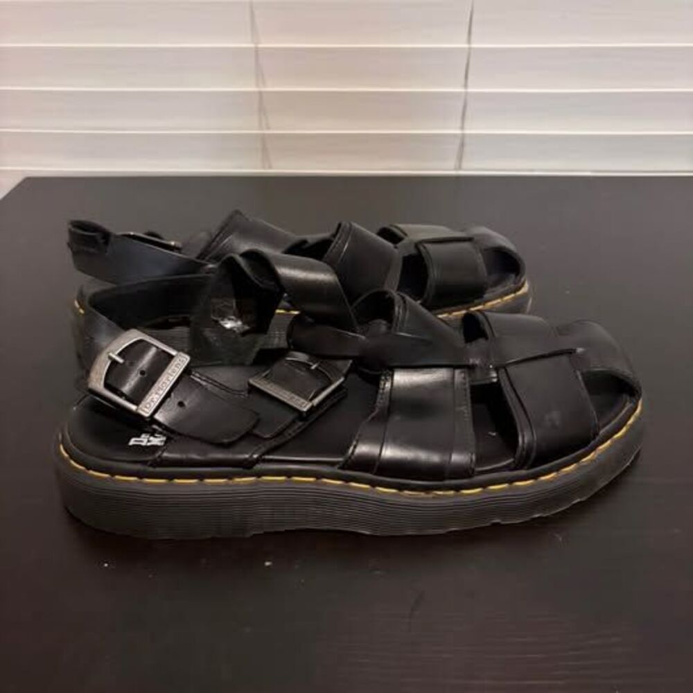Dr. Martens KASSION  Brando Black Leather Sandal Size 12 Men’s Gently Worn